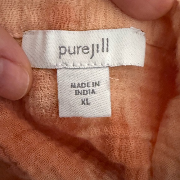 J. Jill Pure Jill Side Button Cotton Kimono Sleeve Top Tie-Dye Paprika Shade XL - Picture 5 of 8